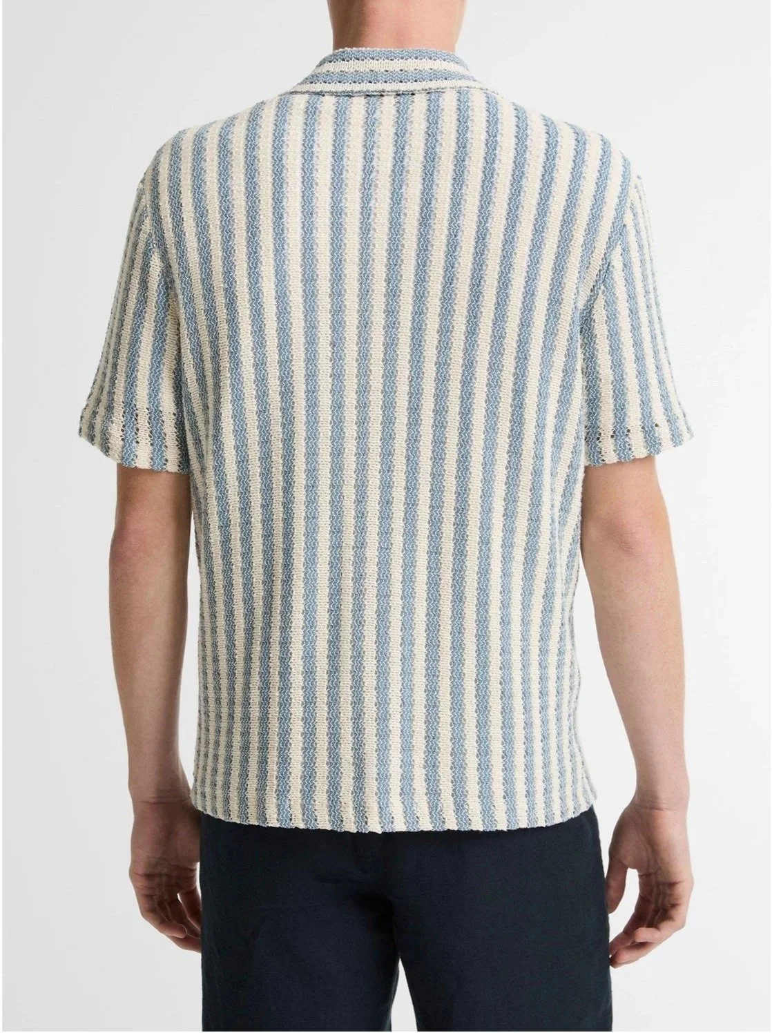Beach Stripe Italian Cotton-Blend Shirt in Uniform Blue $328