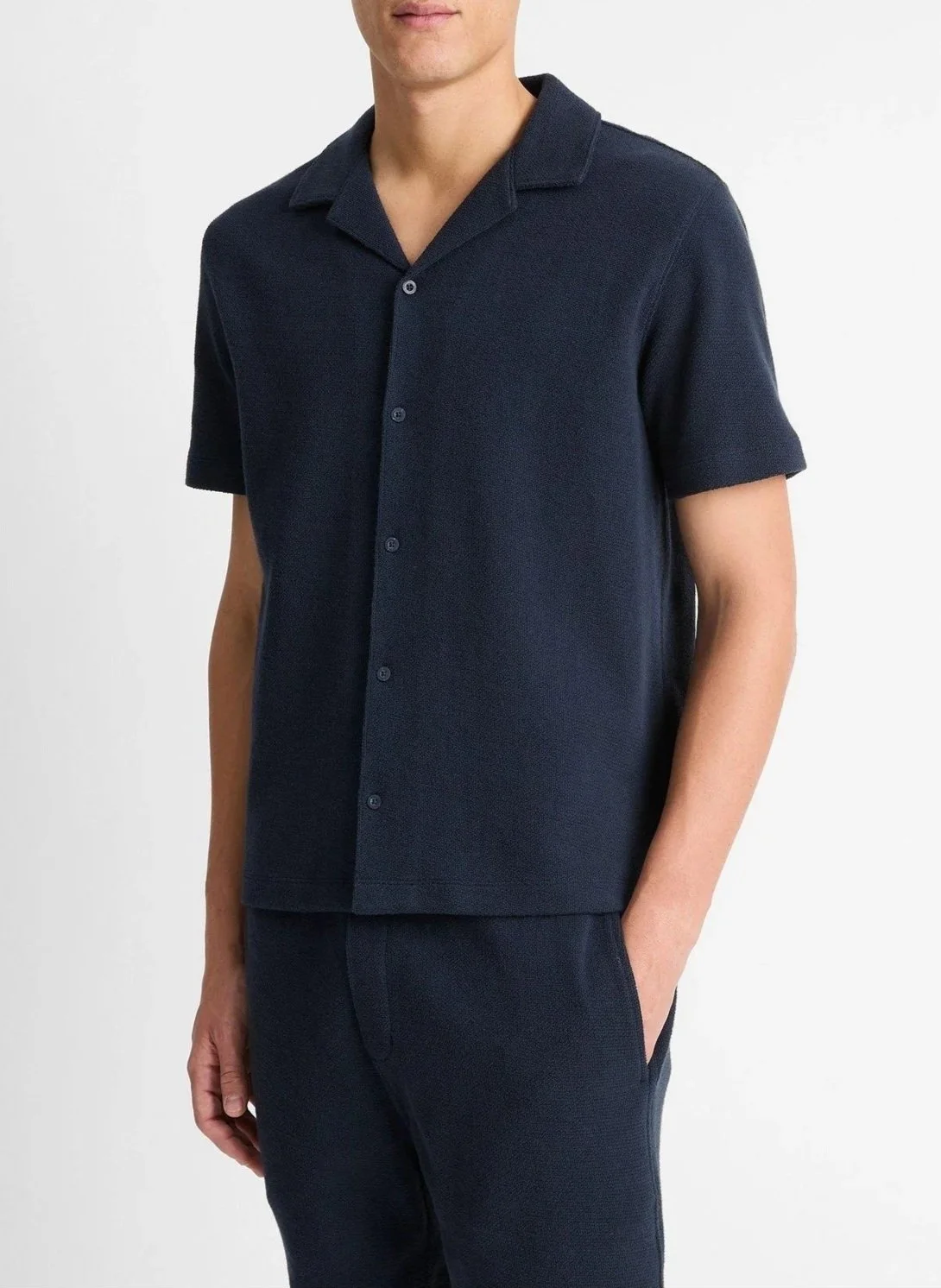 Cotton Bouclé Cabana Shirt in Coastal Blue $198