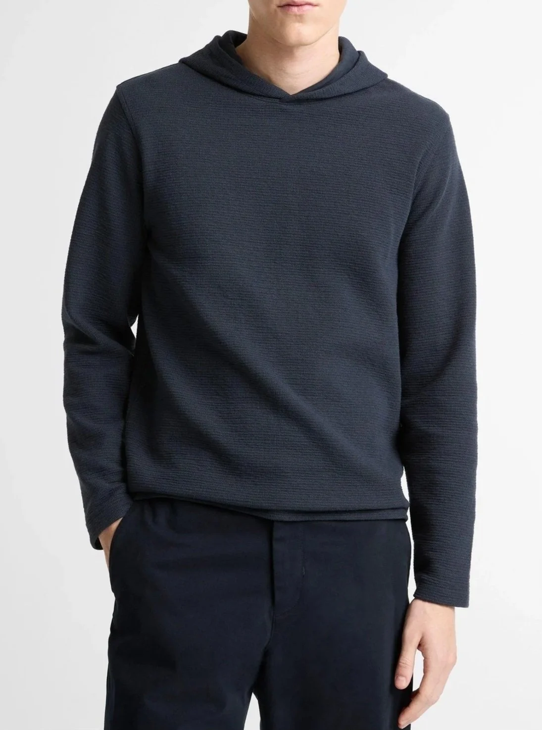 Variegated Stripe Double-Face Cotton-Blend Hoodie in Coastal Blue $228