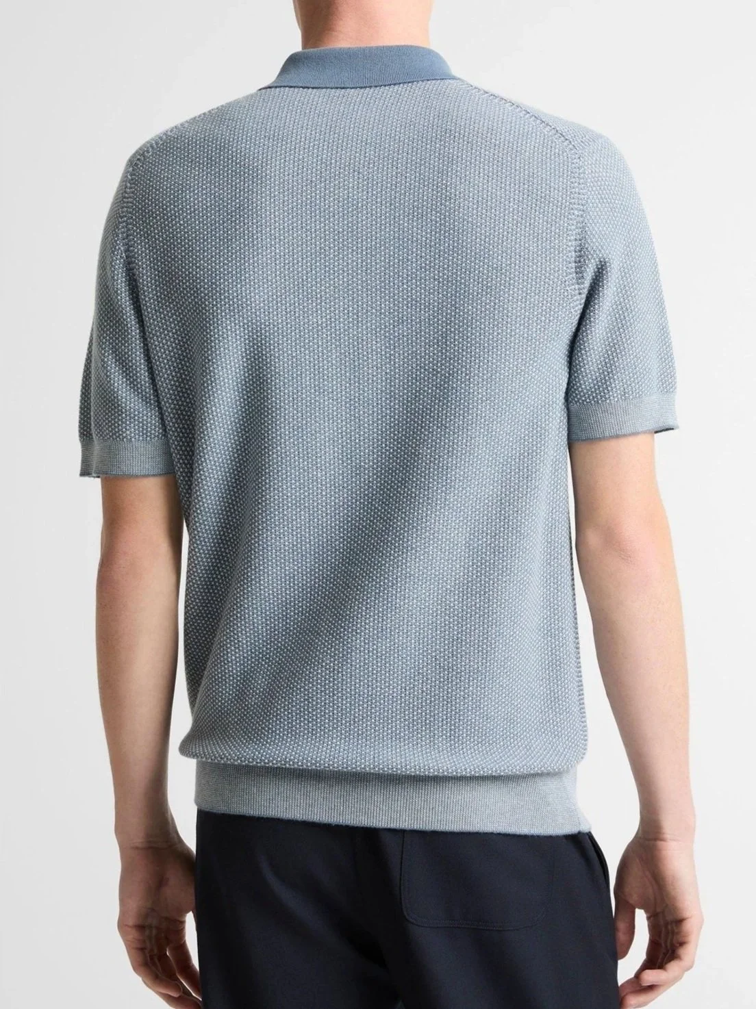 Geo-Jacquard Wool-Blend Blend Polo Sweater in Uniform Blue $298