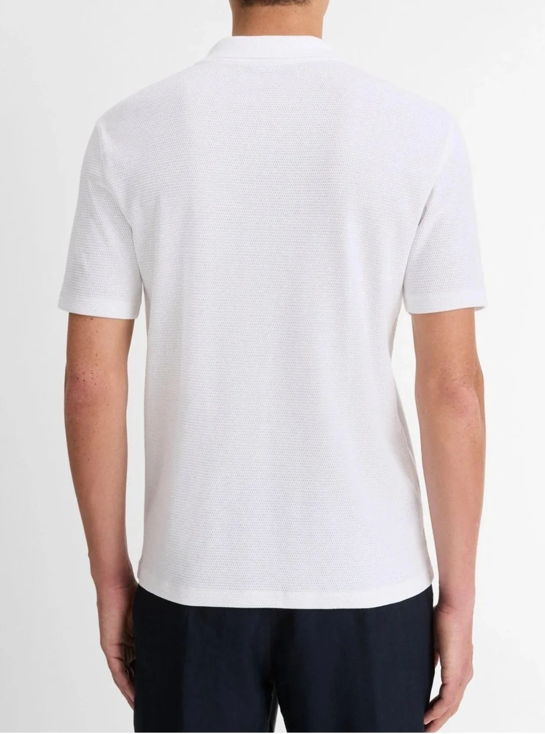 Cotton-Blend Johnny-Collar Pocket Polo in Optic White $148