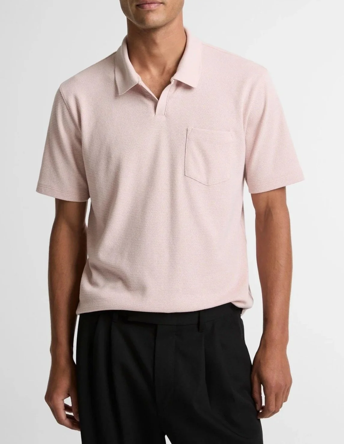 Cotton-Blend Johnny-Collar Pocket Polo in Paradise $148