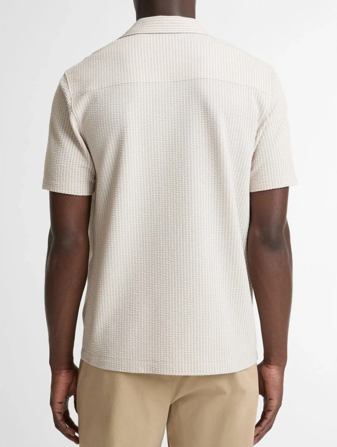 Seersucker Stripe Stretch-Cotton Cabana Shirt in Mineral $228