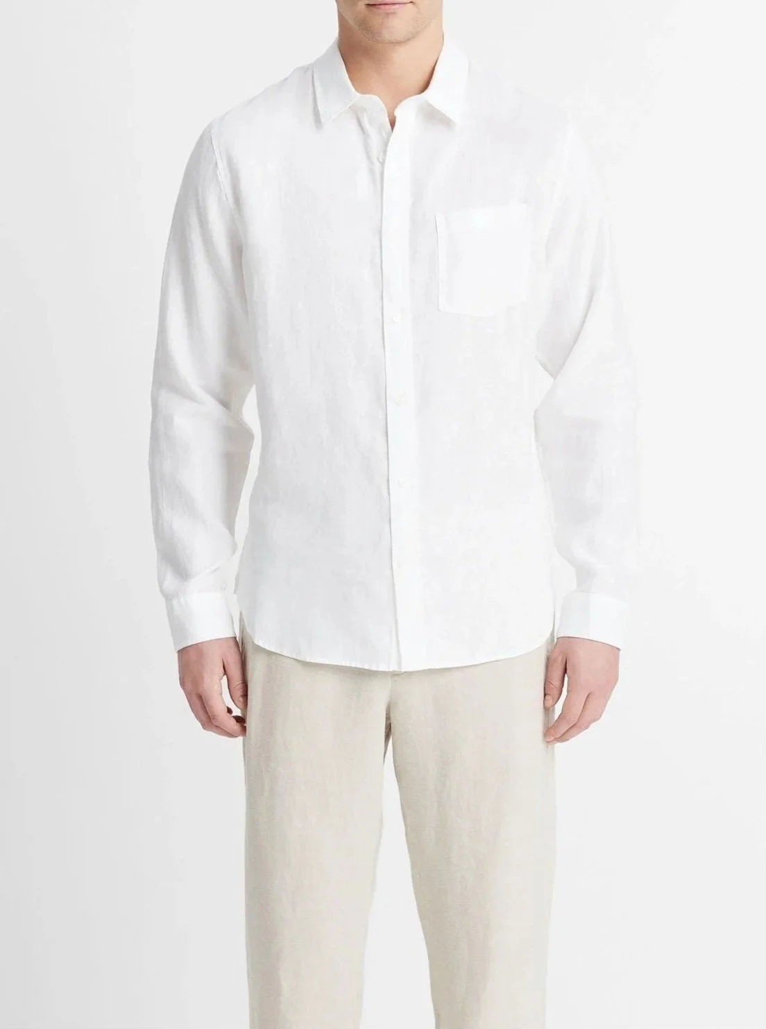 Linen Long-Sleeve Shirt in Optic White $228