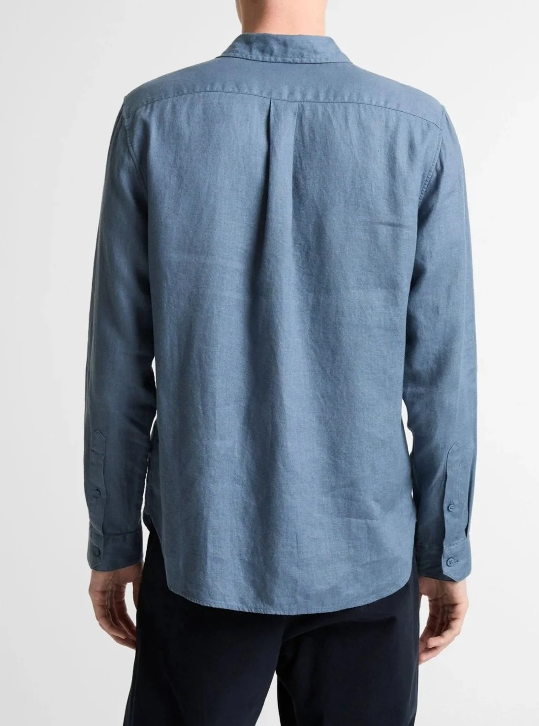 Linen Long-Sleeve Shirt in Uniform Blue $228