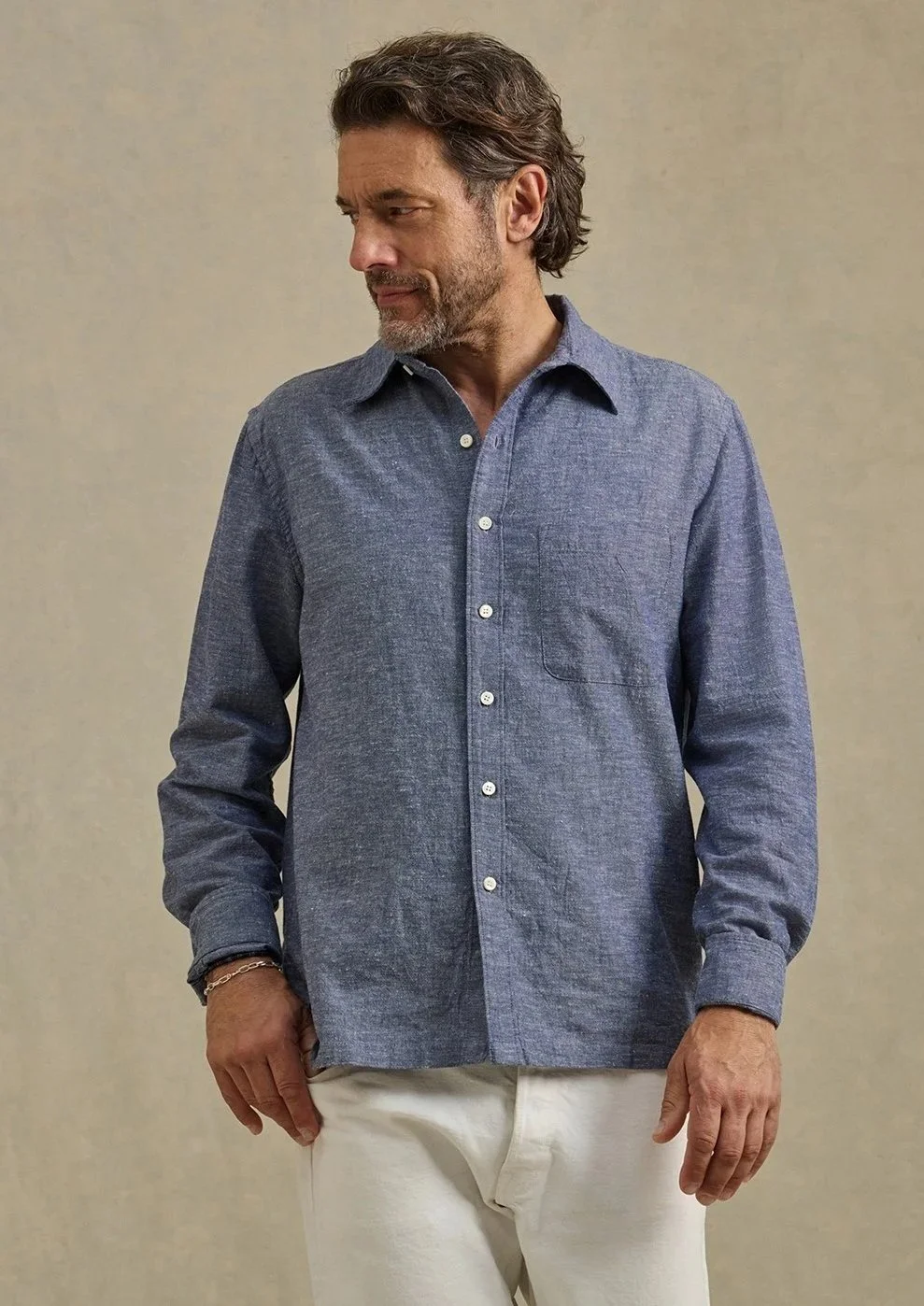 Antoine Long Sleeve Shirt in Indigo $185