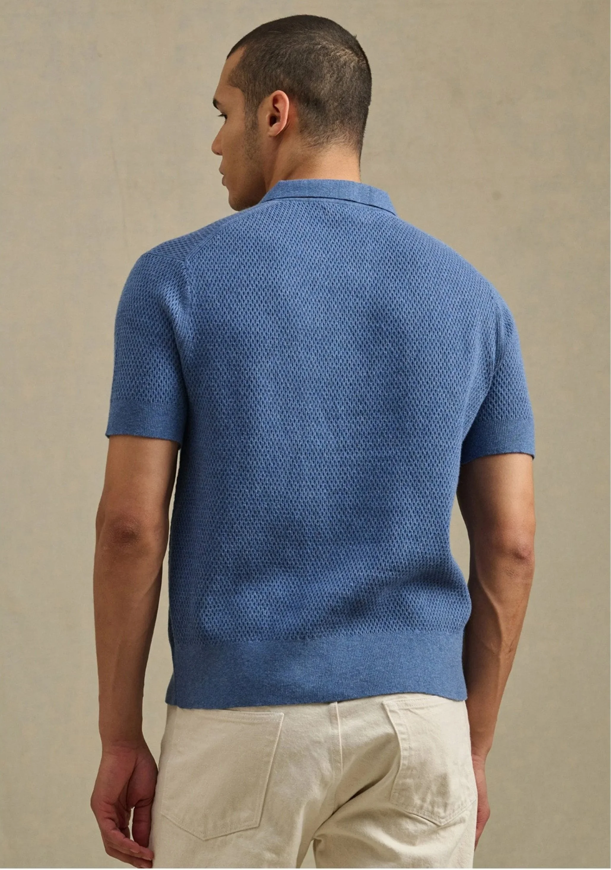 Lowell Cotton & Cashmere Sweater Polo in Harbor $205
