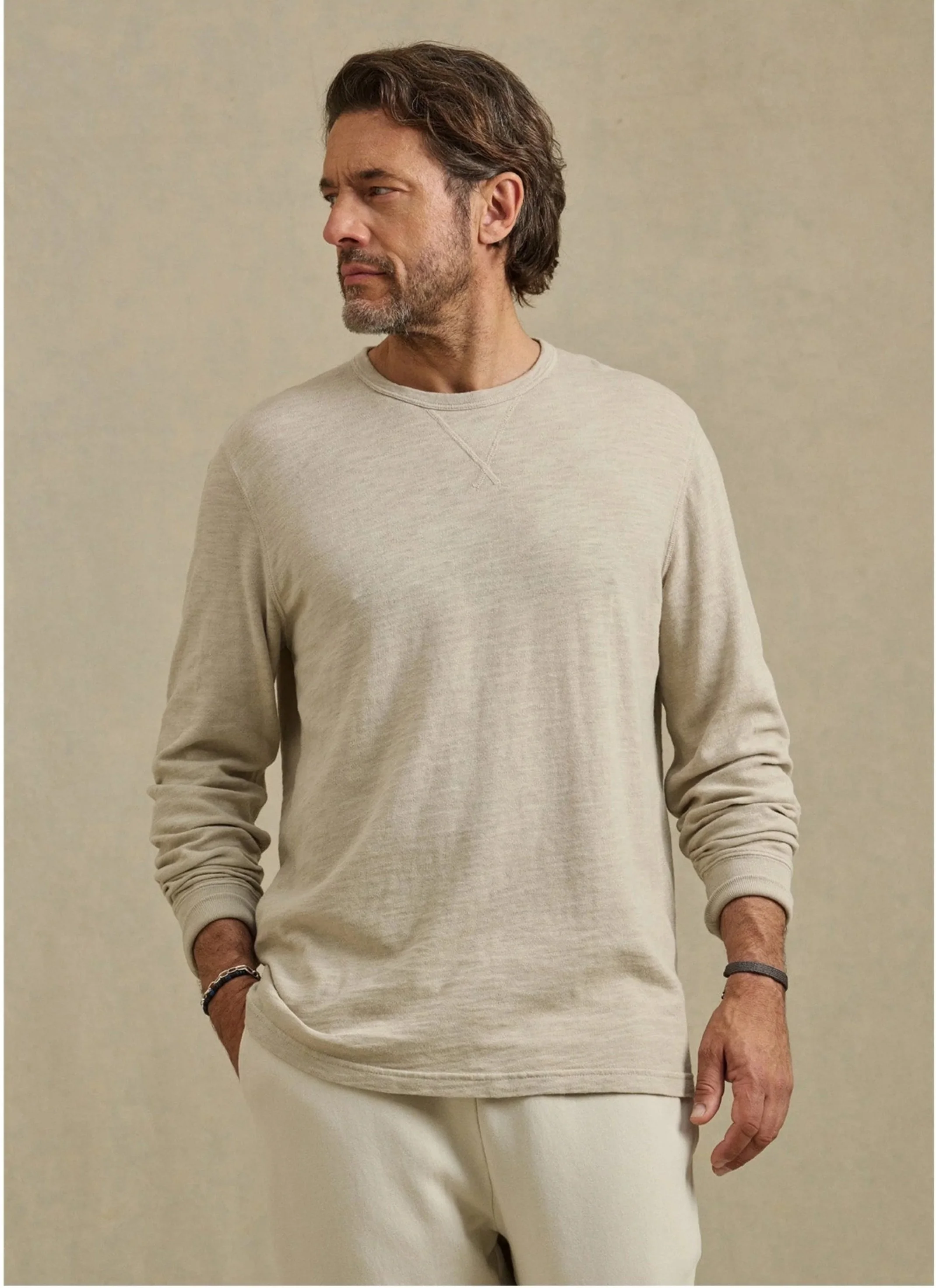 Dustin Textured Slub Cotton Tee in Taupe $135