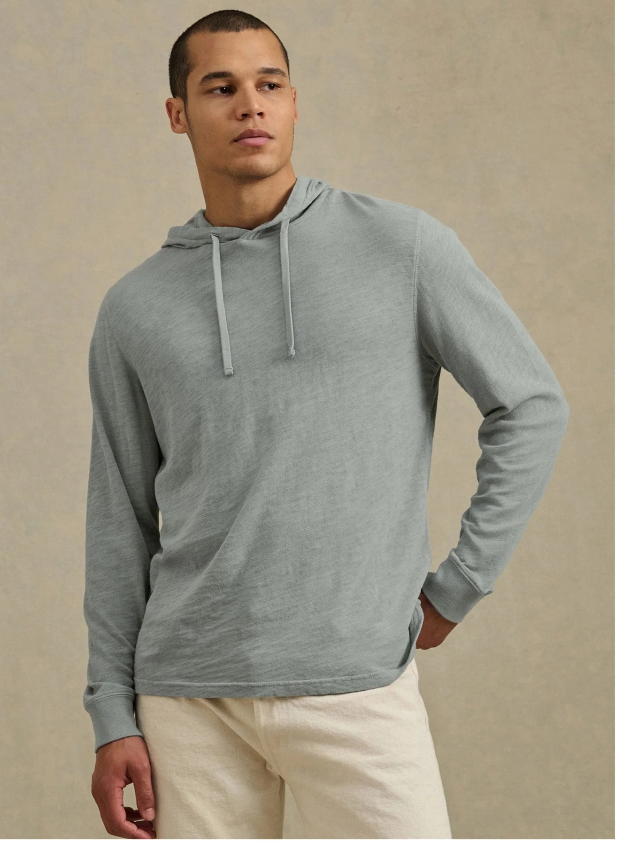 Fritz Textured Slub Cotton Hoodie in Riptide $160