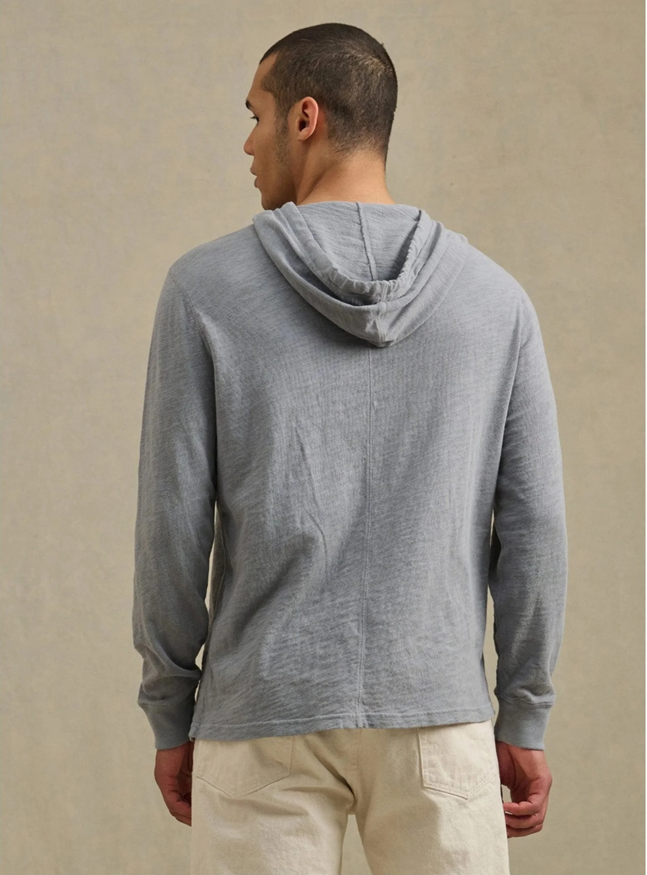Fritz Textured Slub Cotton Hoodie in Riptide $160