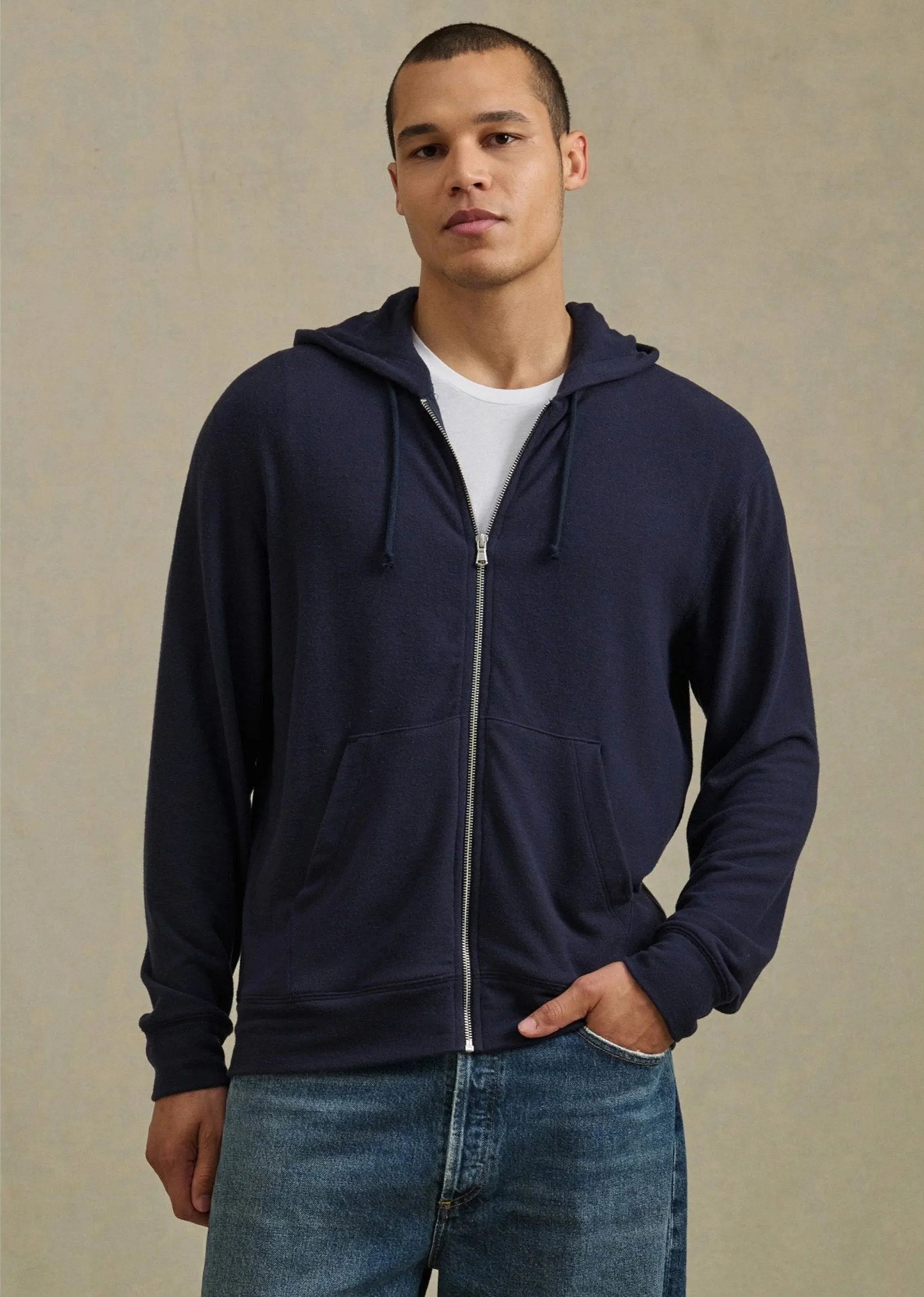 Porter Tri-Blend Full Zip Hoodie in Navy $215
