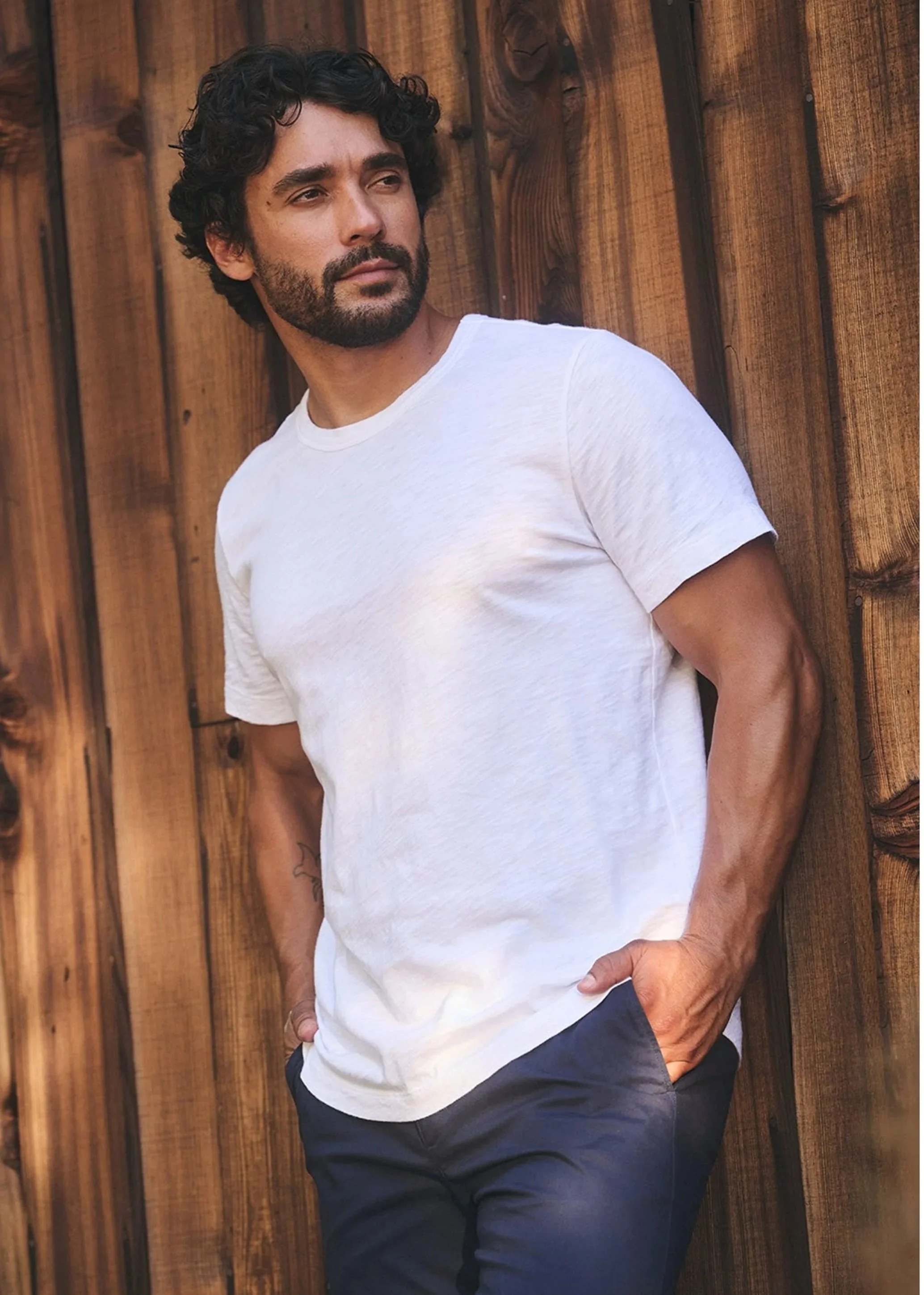 Amaro Peruvian Slub Cotton Tee in White $75
