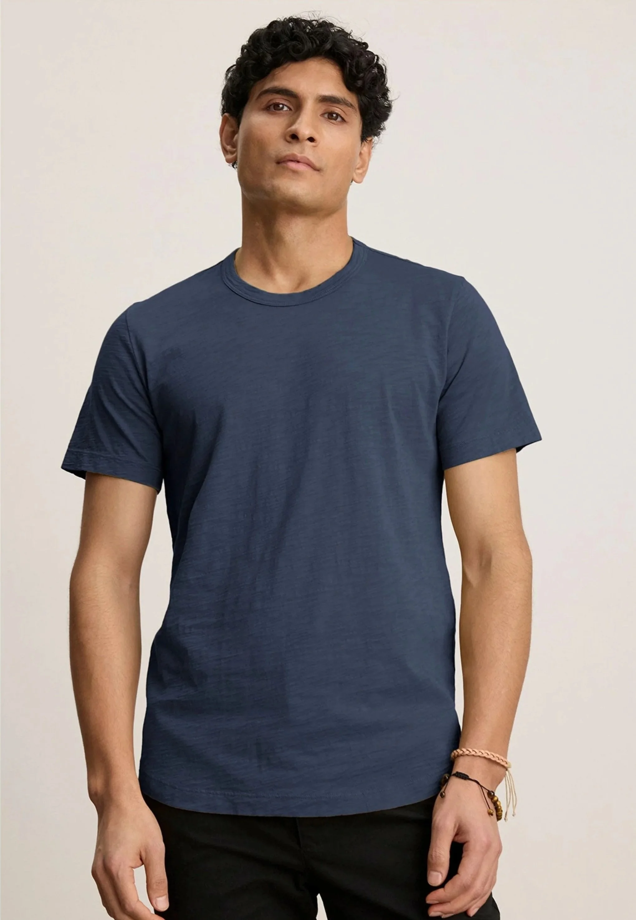 Amaro Peruvian Slub Cotton Tee in Midnight Blue $75