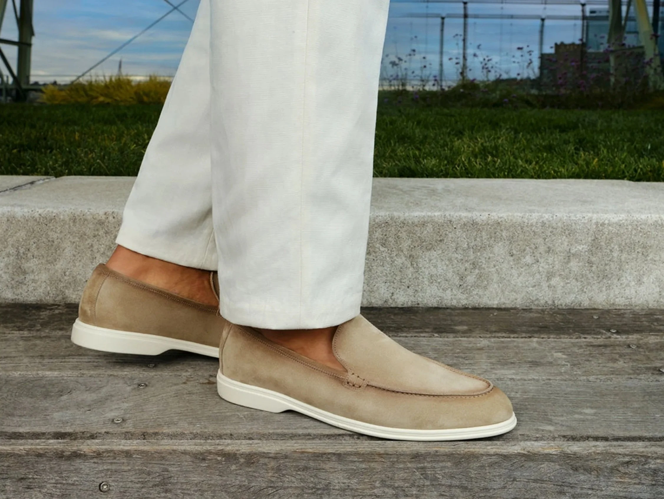 Montage Suede Slip-On Loafer in Taupe $398