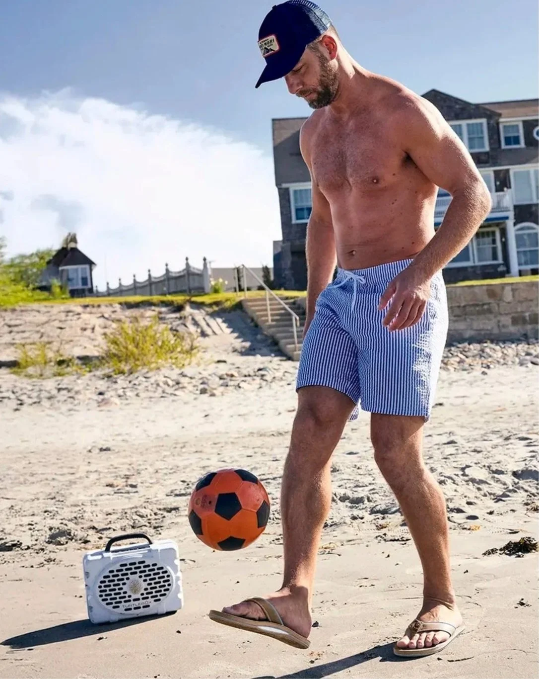 Clipper Waterproof Leather Flip Flops in Sand $125