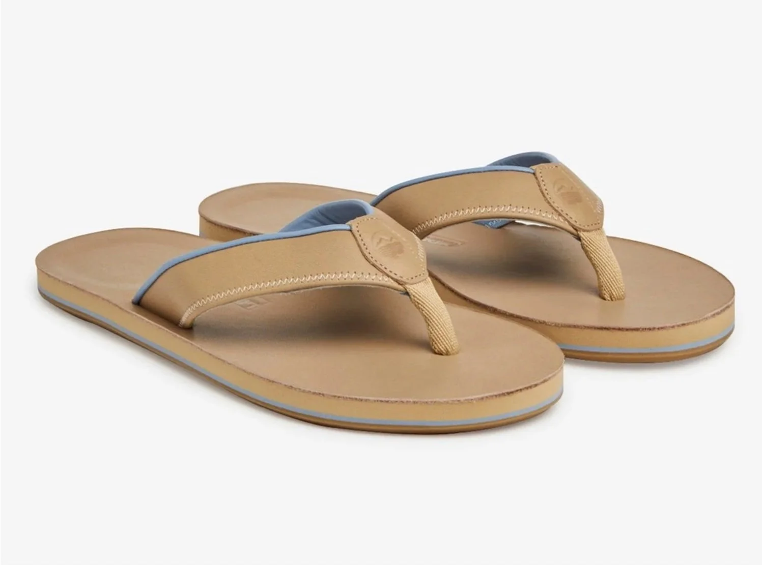 Clipper Waterproof Leather Flip Flops in Sand $125