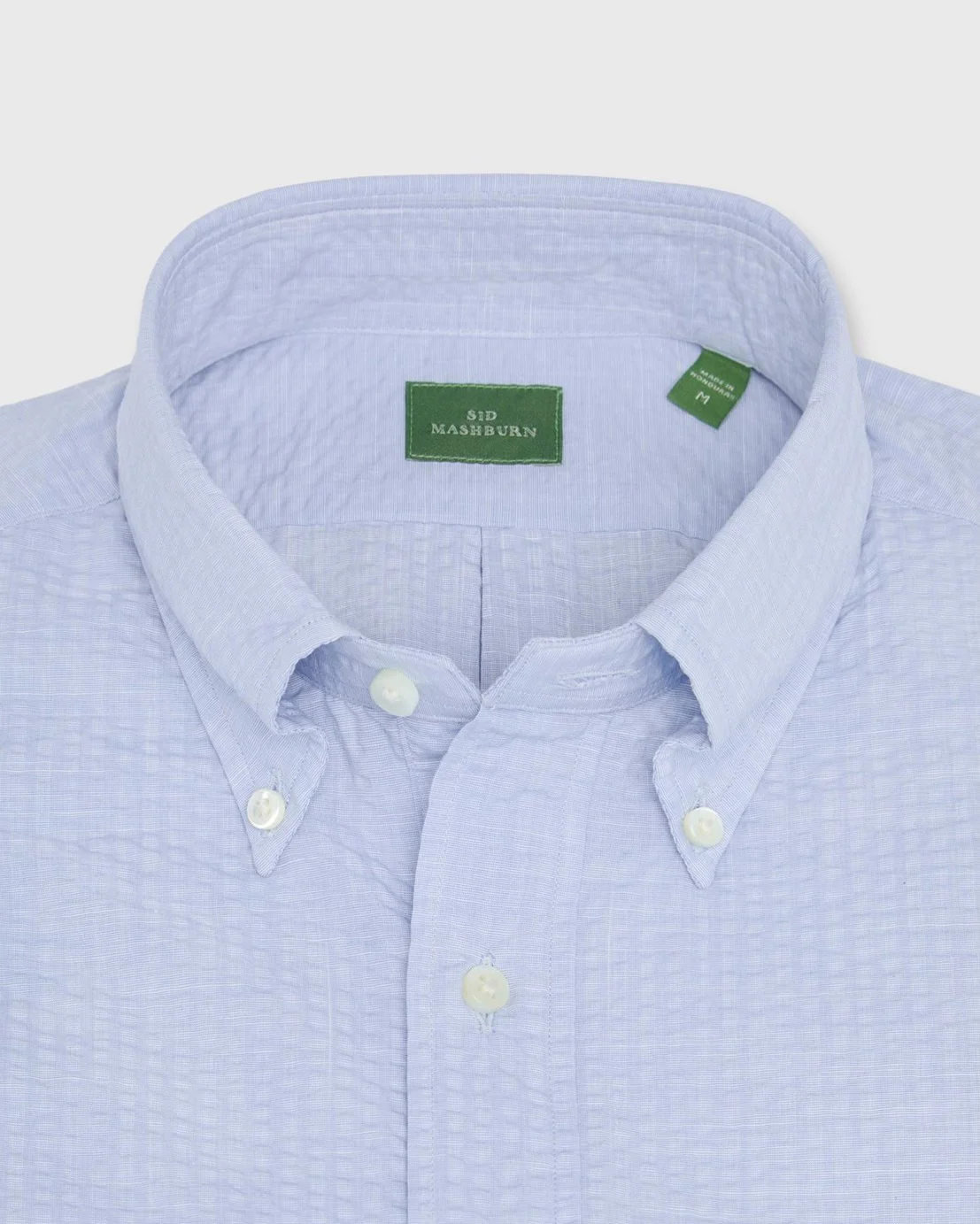 Button Down Popover Seersucker in Blue $195