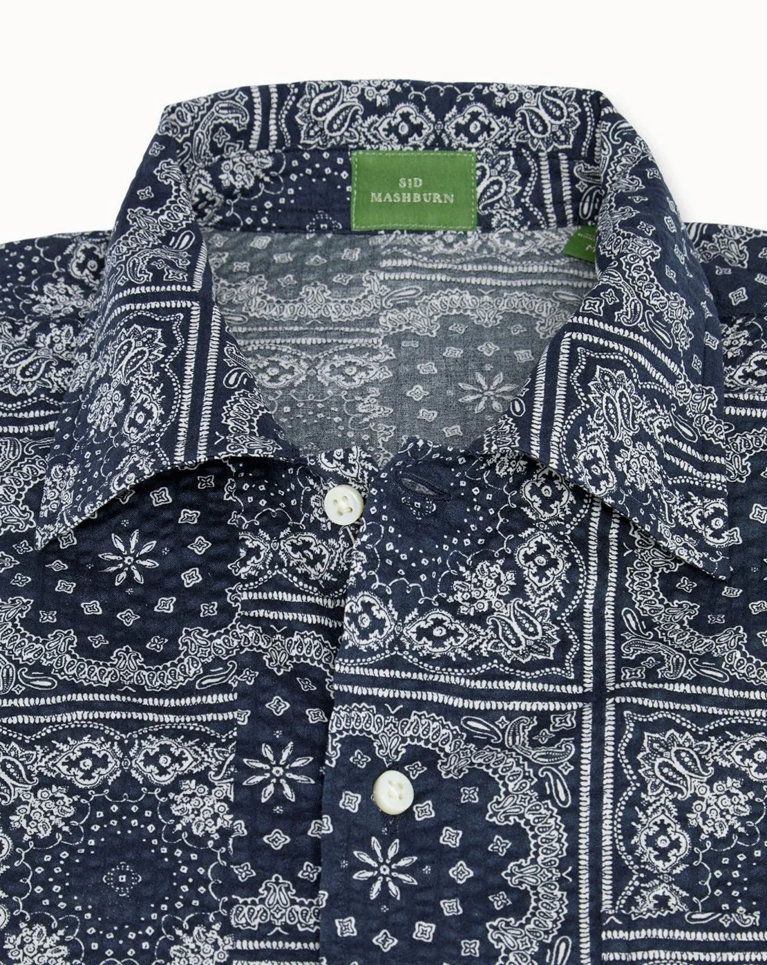 Ripley Shirt in Paisley Seersucker in Navy $195