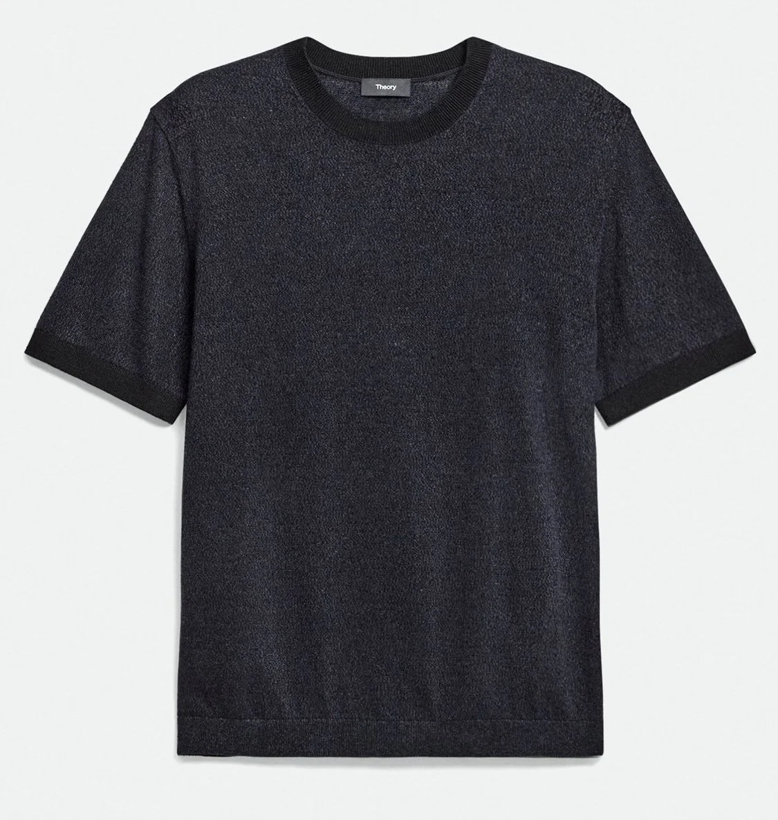 Silk  Linen Crew Tee in Black $165