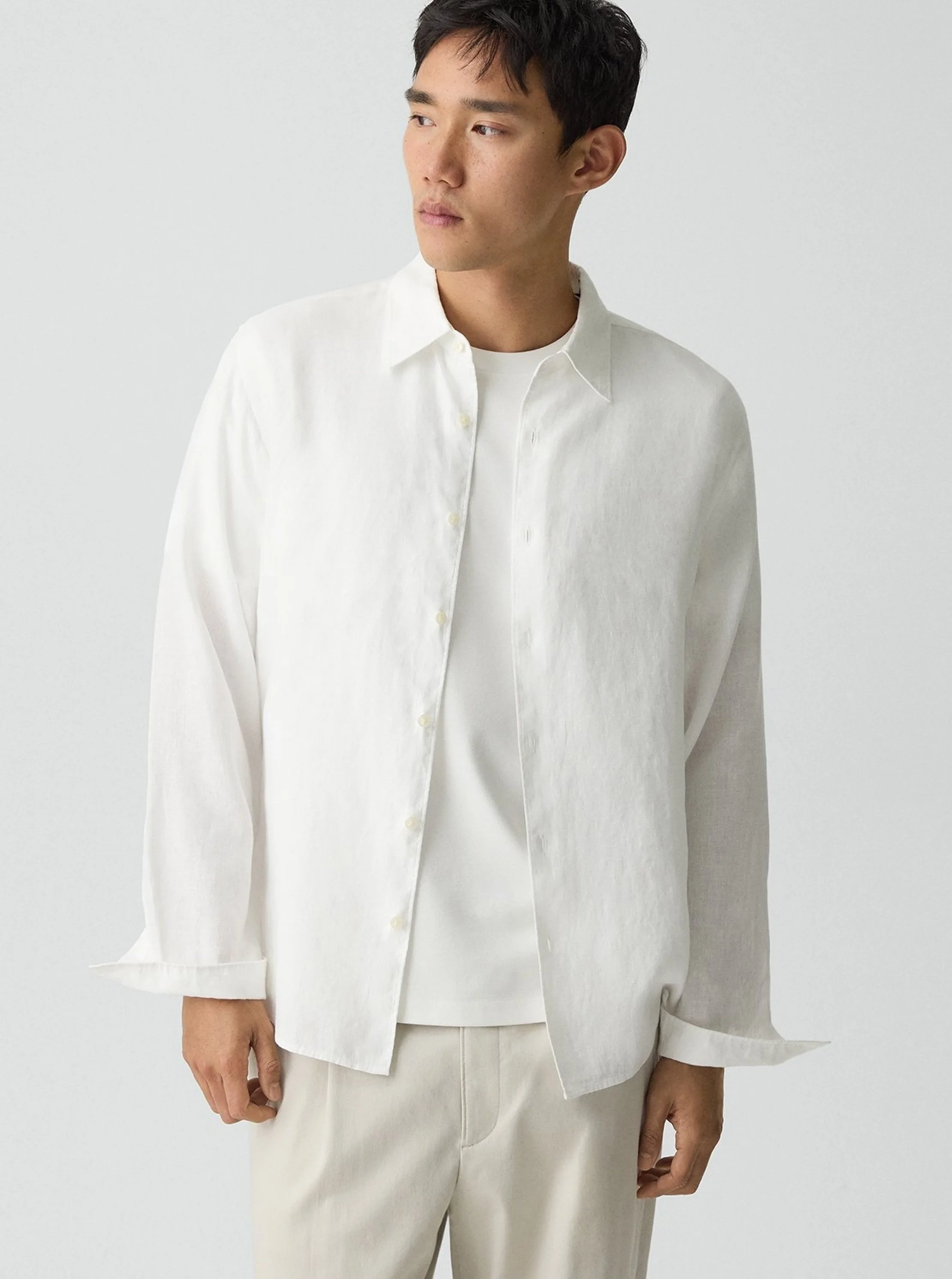 Irving Relaxed Linen Shirt in White $225