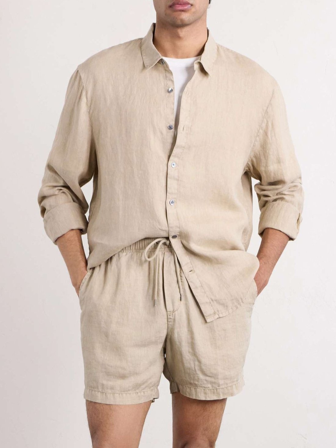 Classic Lightweight Linen shirt in Light Khaki $250