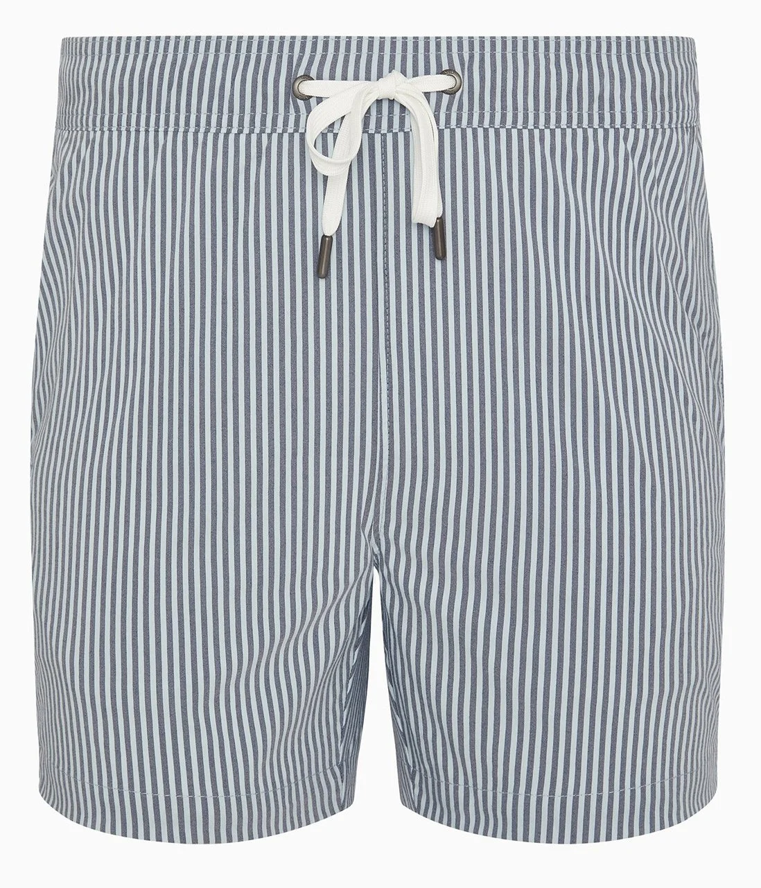 Charles 5" inseam Seersucker Swimsuit in Deep Navy & White $195