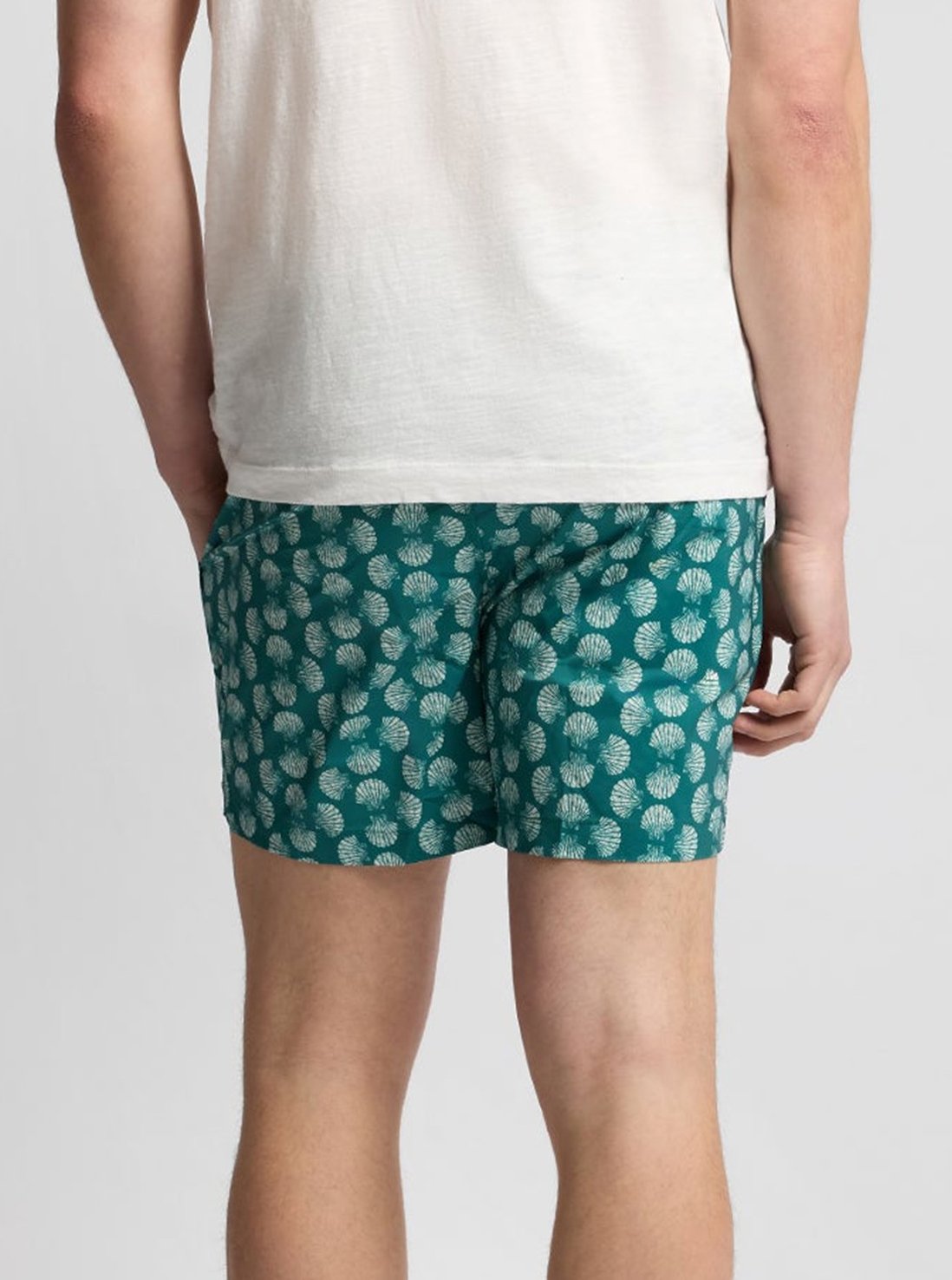 Charles 5" inseam Swimsuit in Pale Shell Geo pattern $195