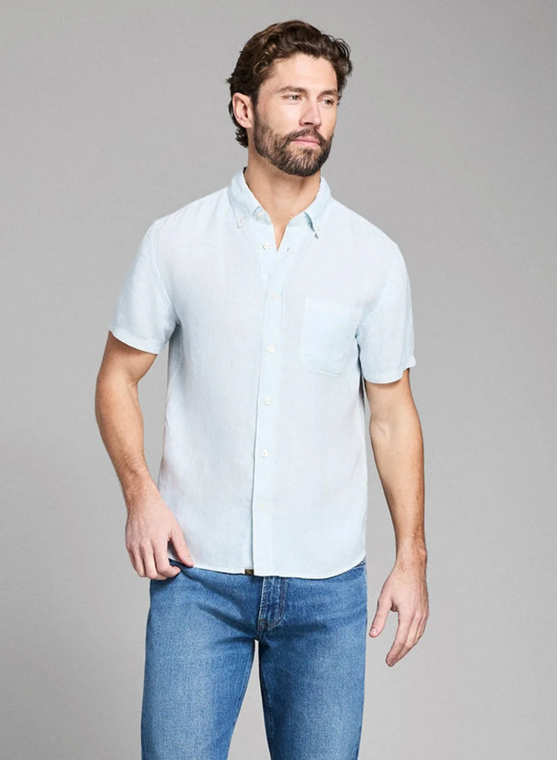 Linen Tuscumbia Button Down in Air Blue $178