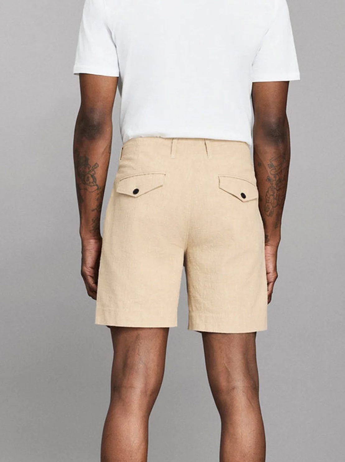 Slub Cotton Moore Short in Khaki $178