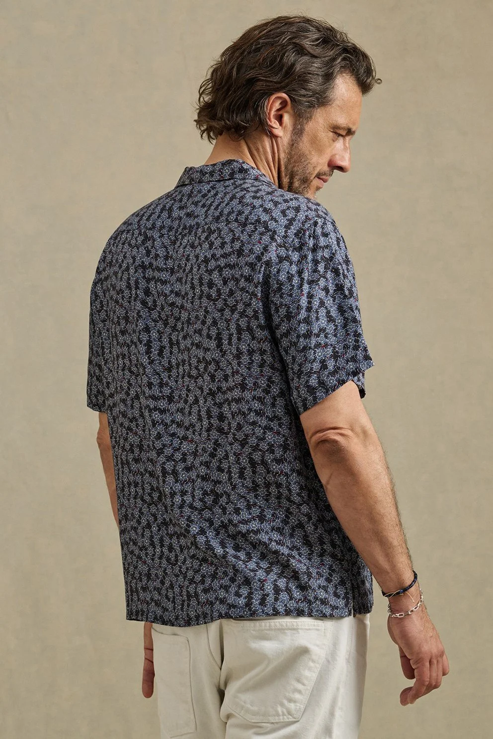 Emilio Printed Shirt in Asul Blue $185