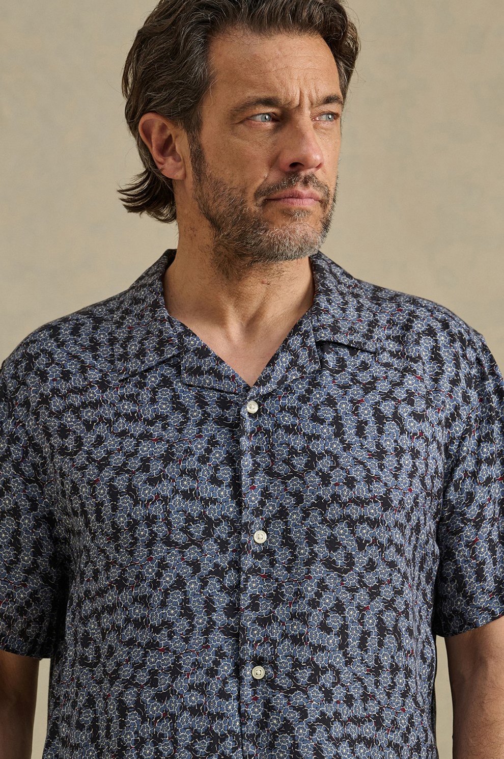 Emilio Printed Shirt in Asul Blue $185