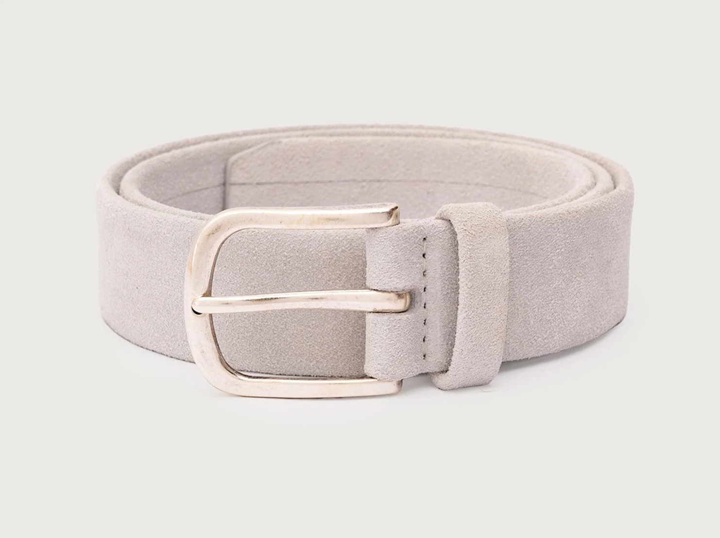 Amalfi Suede Leather Belt in Off White $205