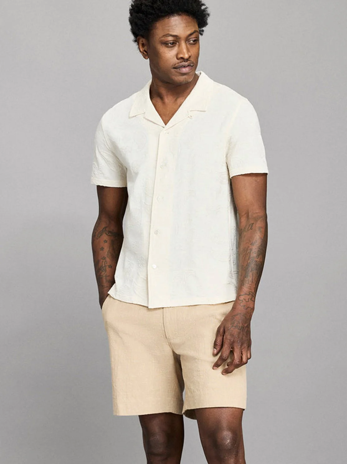 SS Numajiri Beach Shirt in Tinted White $328