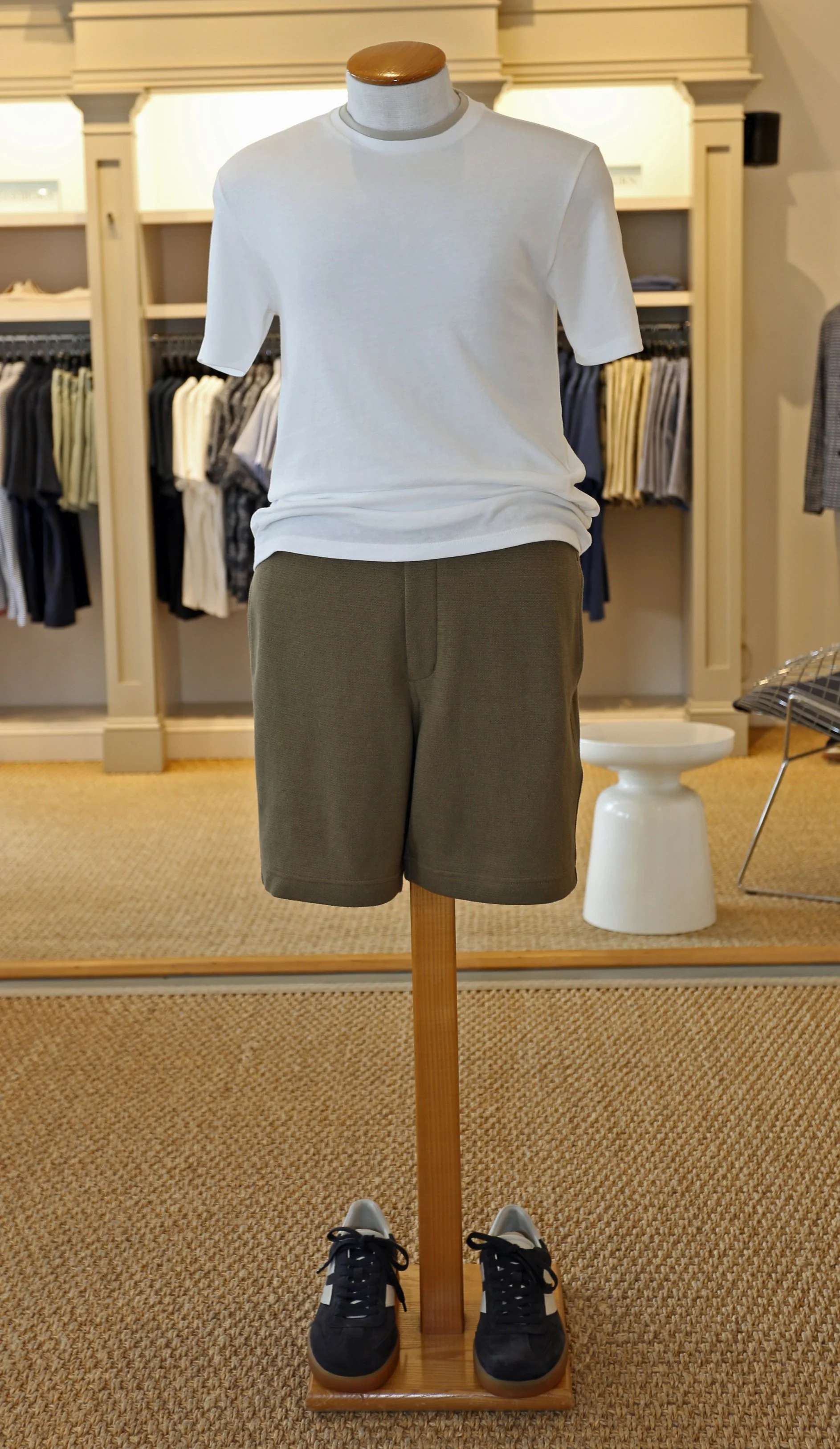   Vince Double Collar Tee in White &amp; Kalamata $128    Vince Elastic Easy Terry Short in Kalamata $168    Vince Footwear Oasis Suede Sneaker in Coastal Blue $275  
