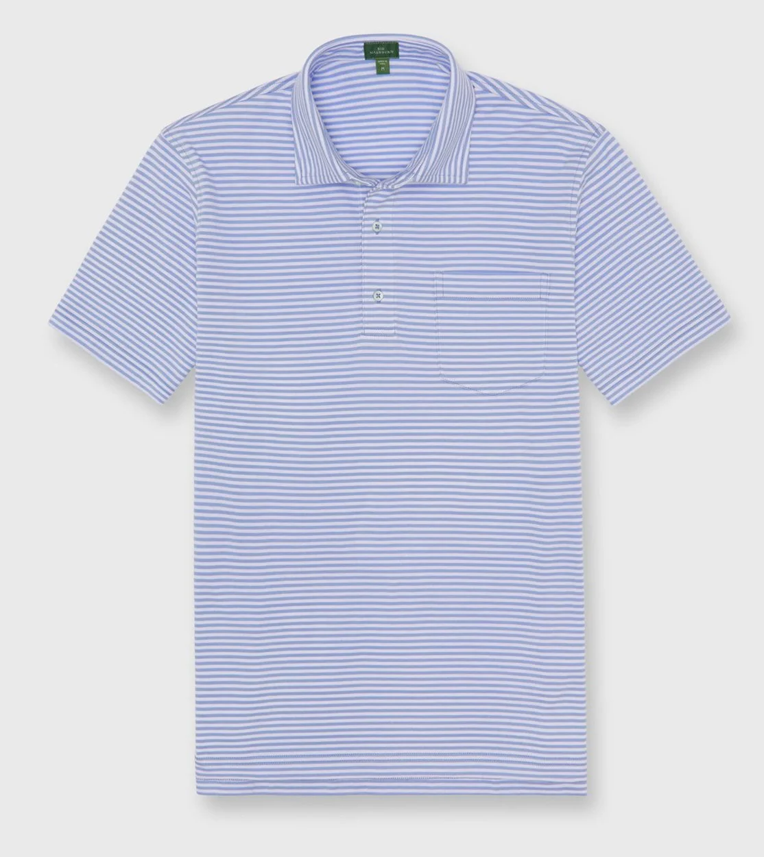 Short-Sleeved Stripe Jersey Polo in Light Blue/White $115 SOLD OUT