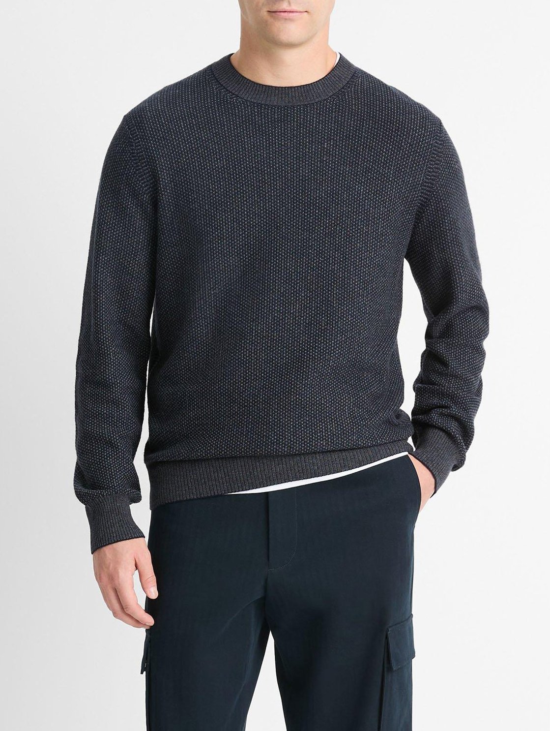 Geo Jacquard Wool-Blend Sweater in Coastal Blue $298