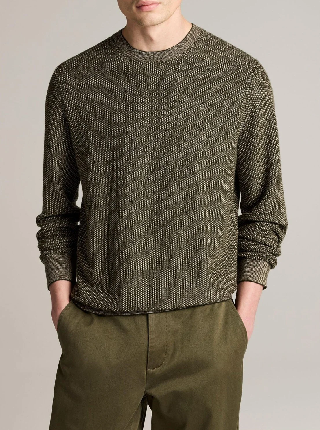 Geo Jacquard Wool-Blend Sweater in Midnight Garden Green $298
