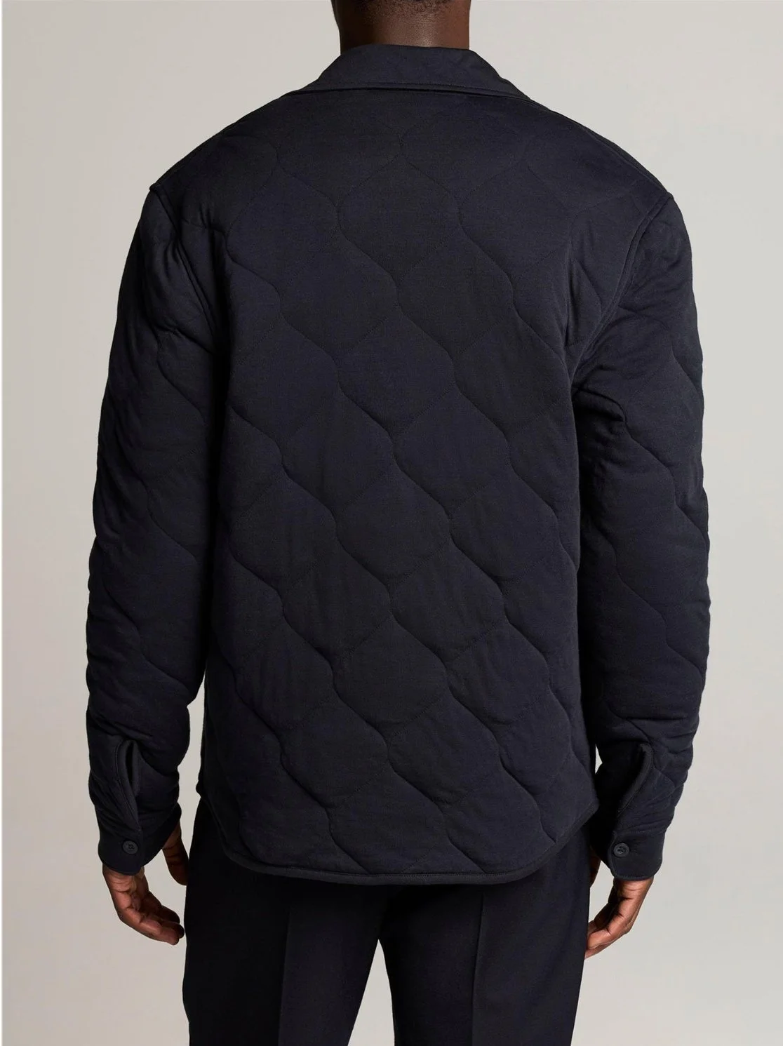 Quilted Cotton-Blend Insulated Shirt Jacket in Coastal Blue $468