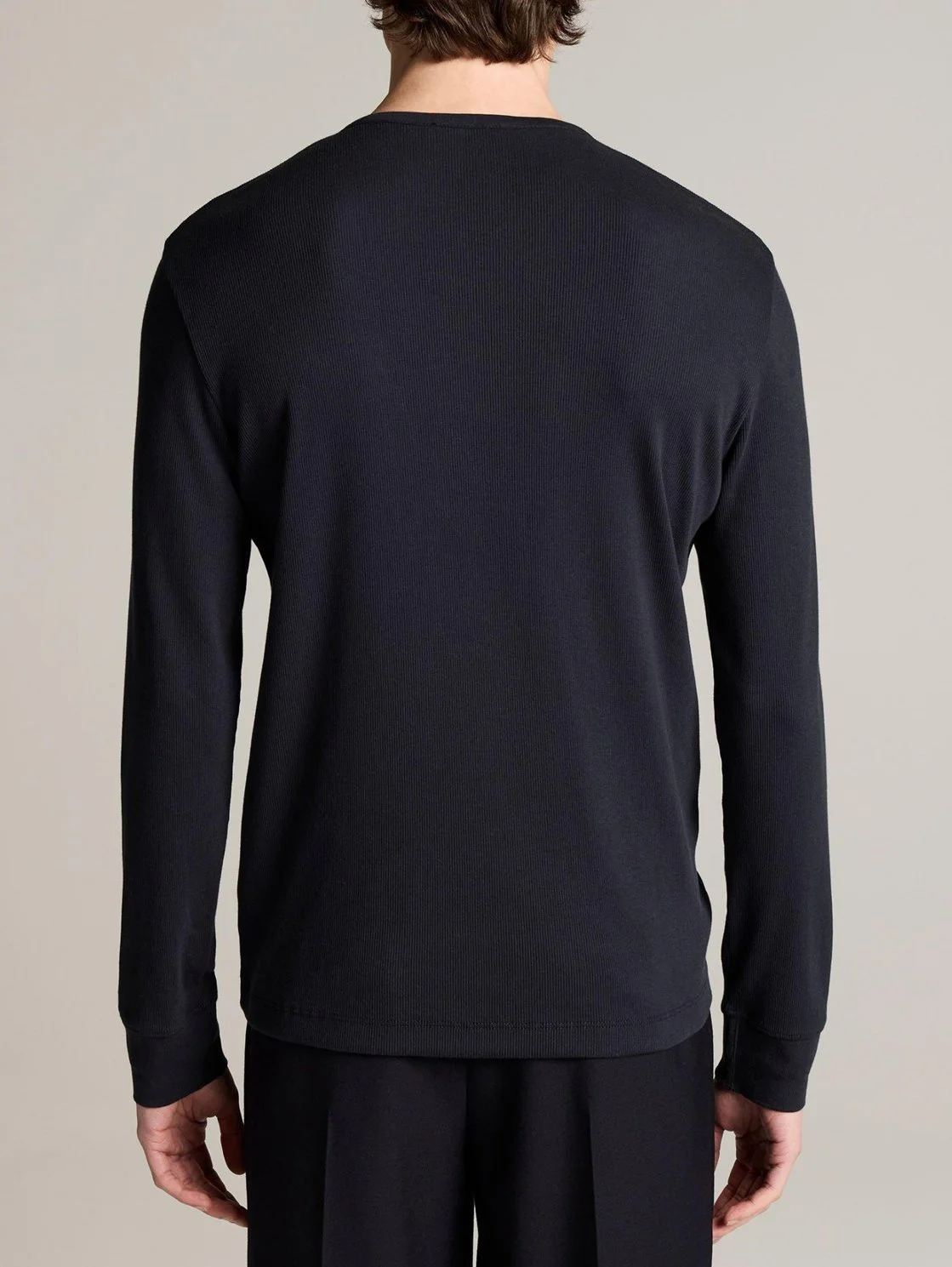 Ribbed Cotton Henley in Coastal Blue $168