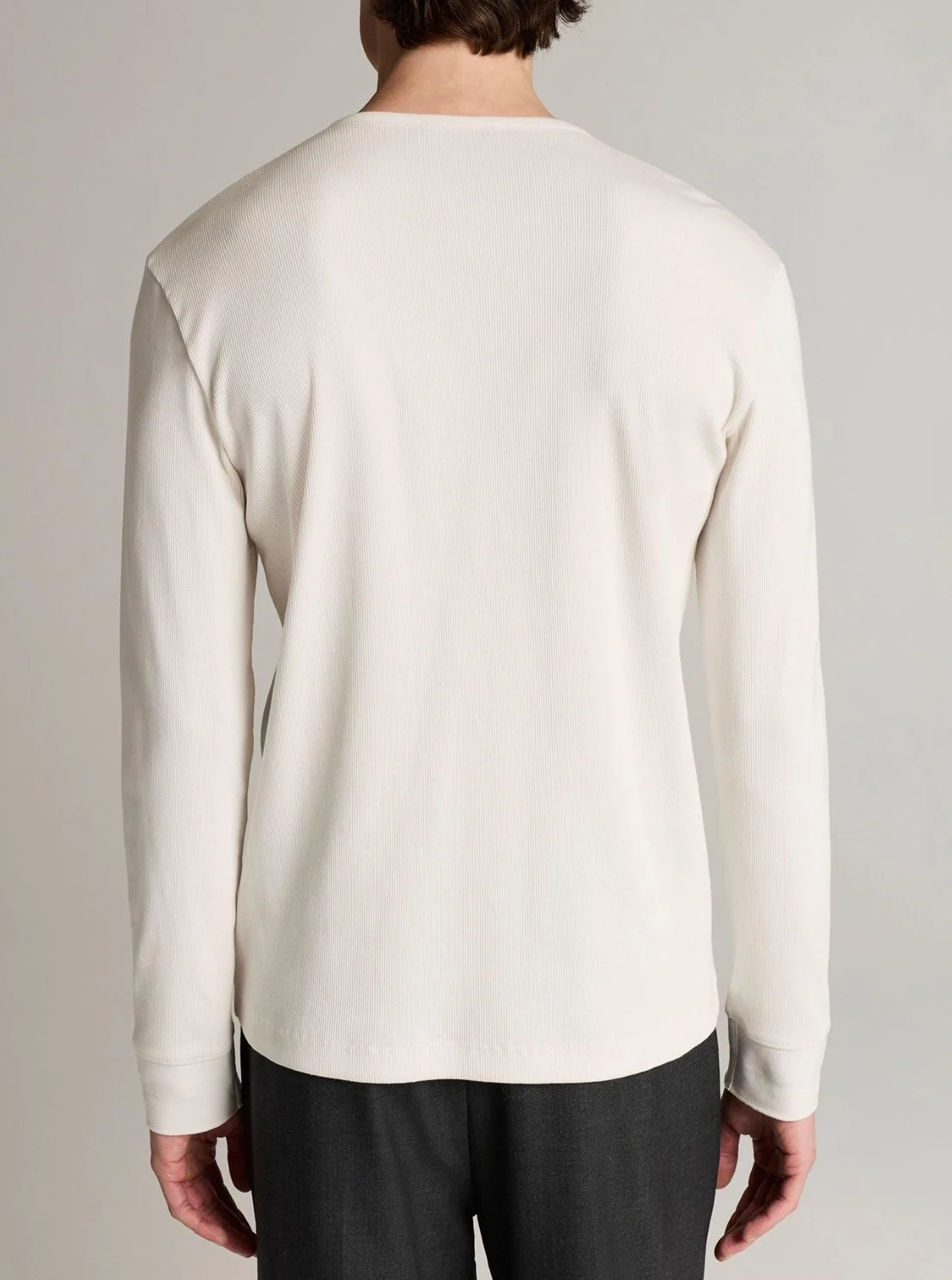 Ribbed Cotton Henley in Off White $168