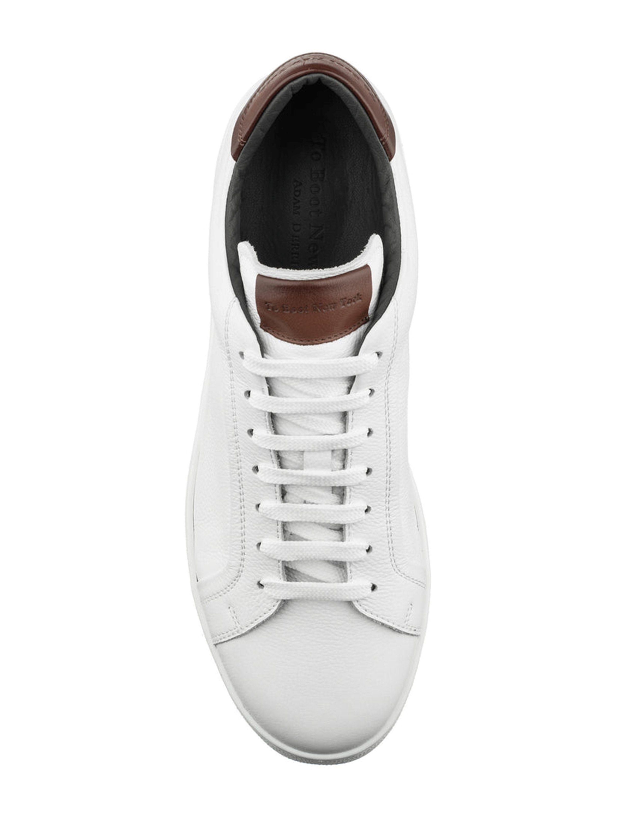 Monterey Extra Light Pebbled Leather Sneaker in White w/Tan $450
