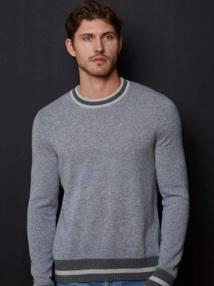Colorblock Trim Cashmere Sweater in Polar and Grey $370