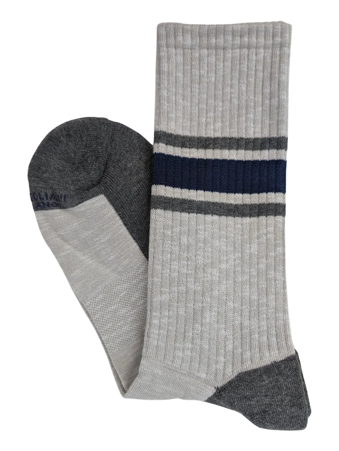 College Stripe Cotton Sneaker Sock in Ice Grey $39