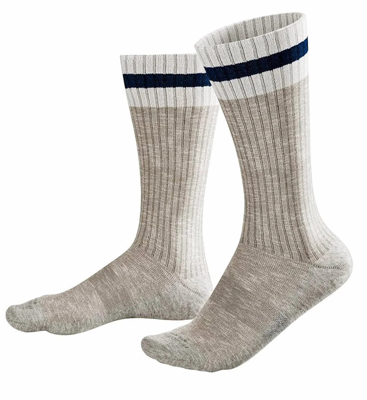 Preppy Stripe Cotton Sneaker Sock in Silver Grey $39