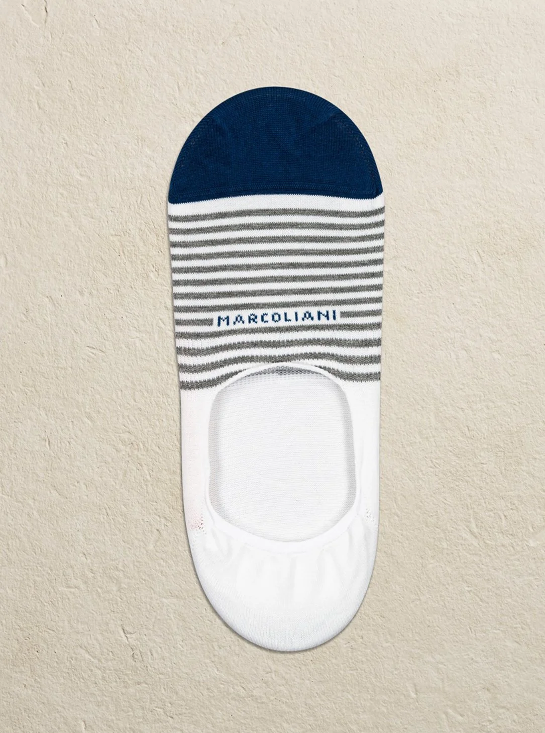 No-Show Sock in White & Grey Stripe $23