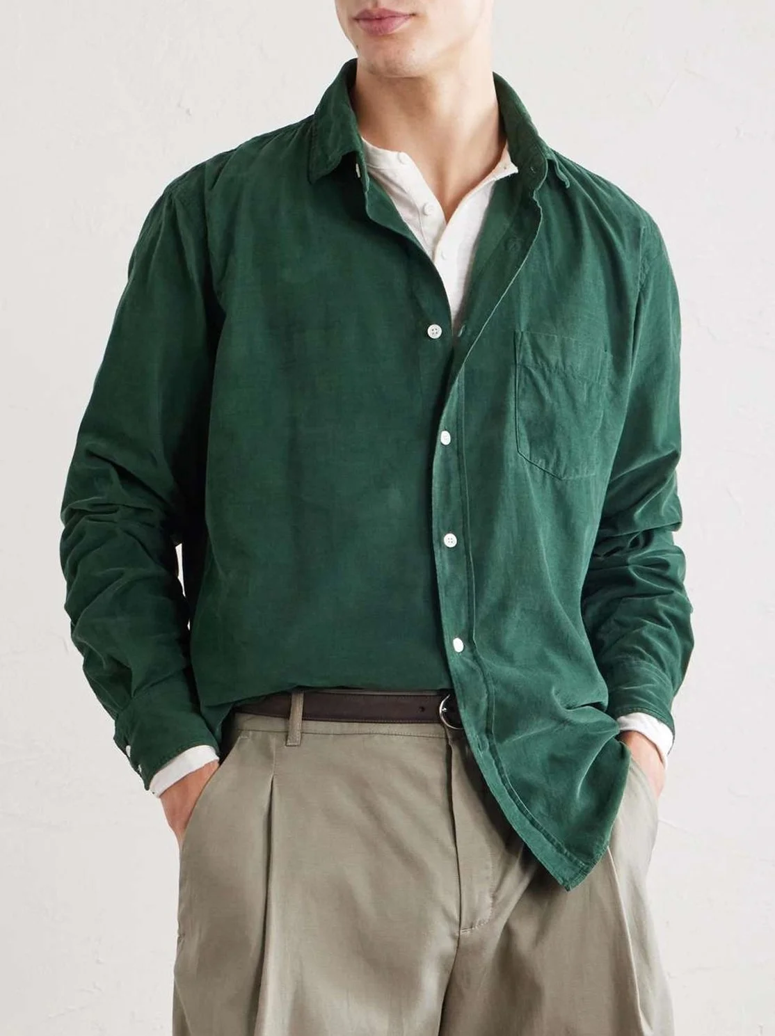 Paul Pat Baby Cord Shirt in Irish Green $230