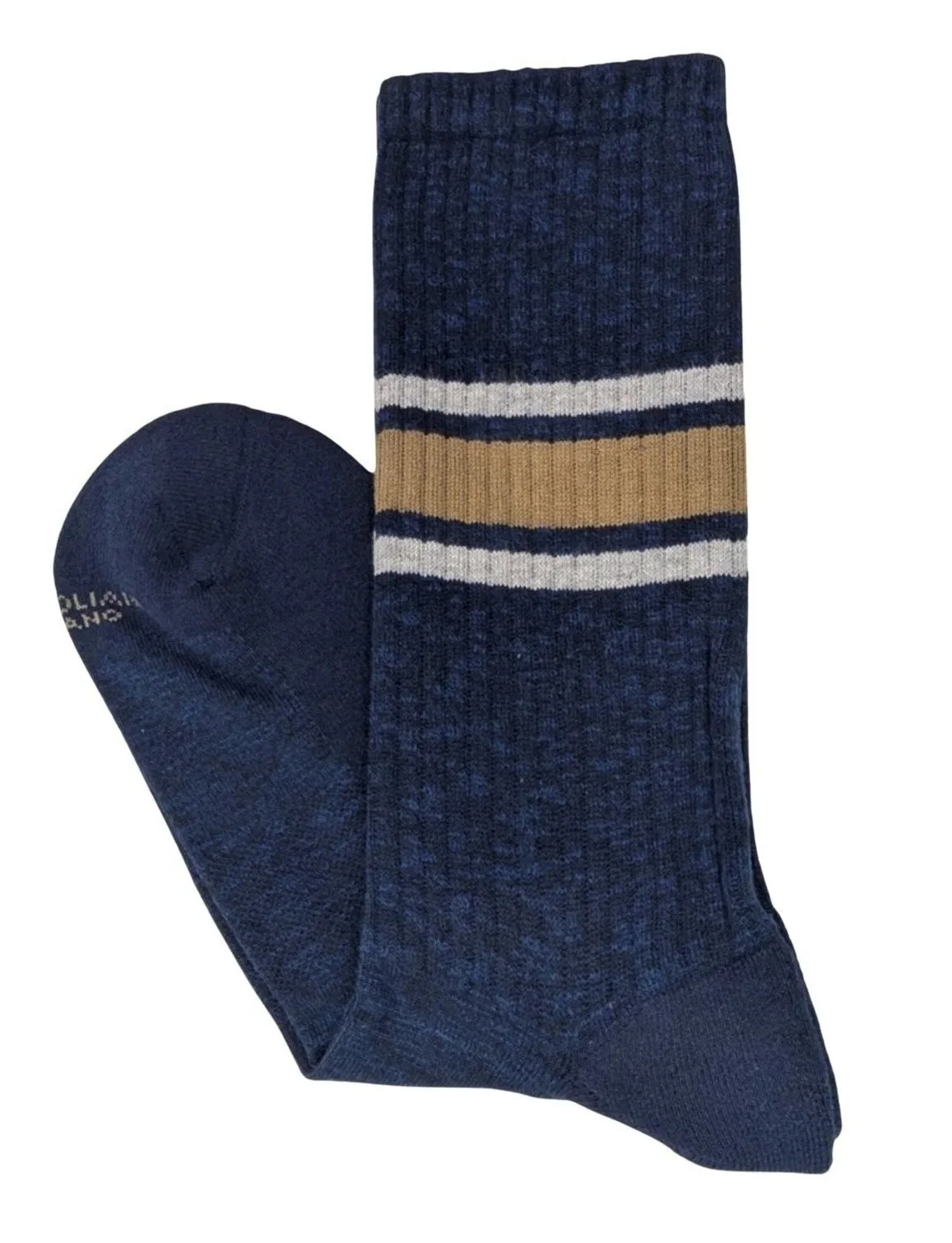 College Stripe Cotton Sneaker Sock in Navy $39