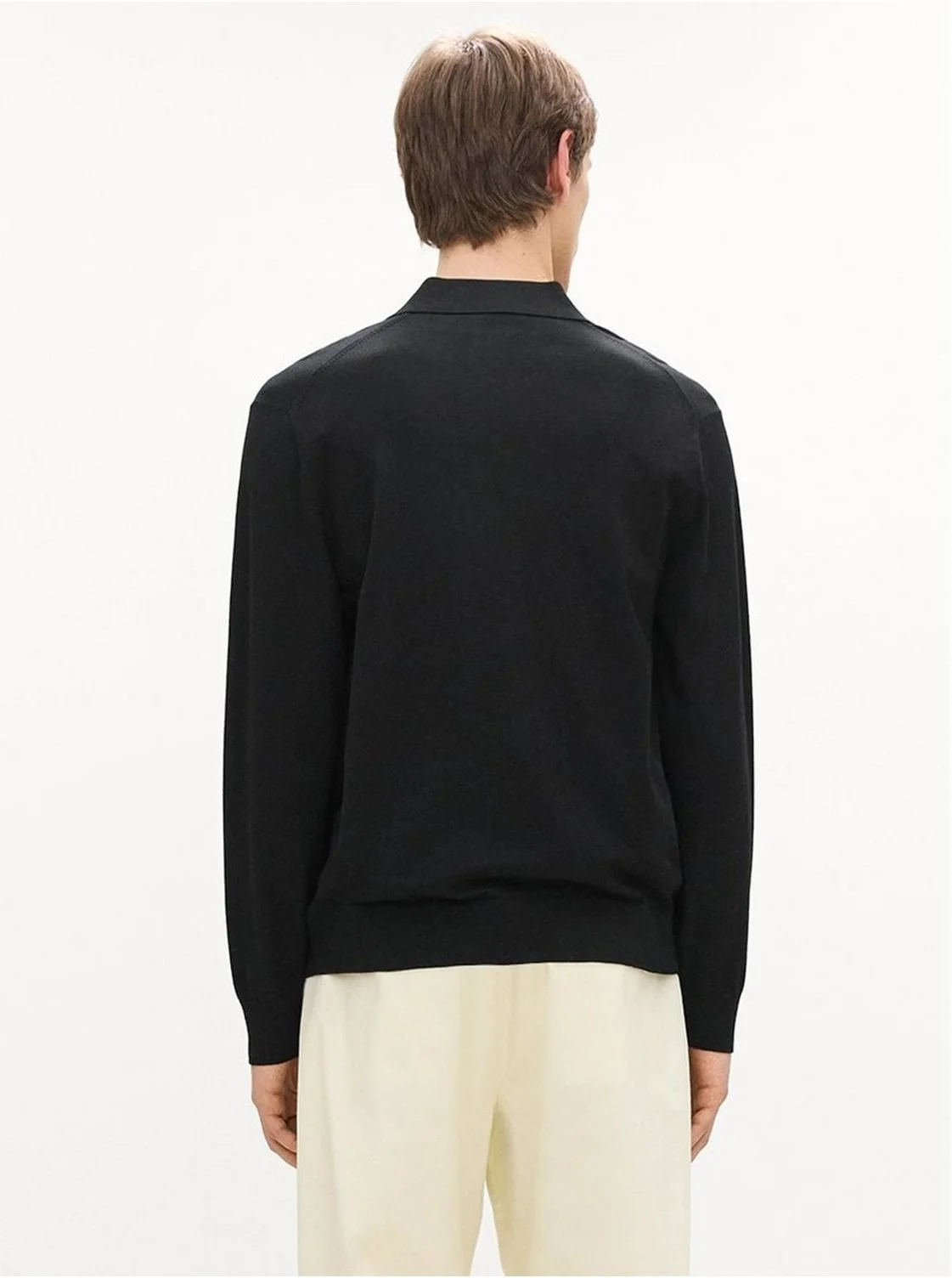 Goris Long-Sleeve Polo Shirt in Light Bilen in Black $225