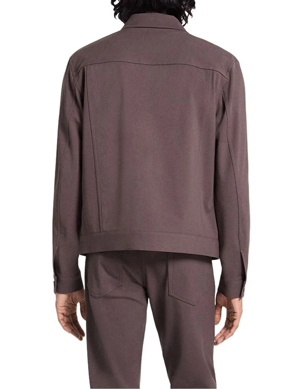 River Trucker Jacket in Neoteric Twill in Classic Brown $325
