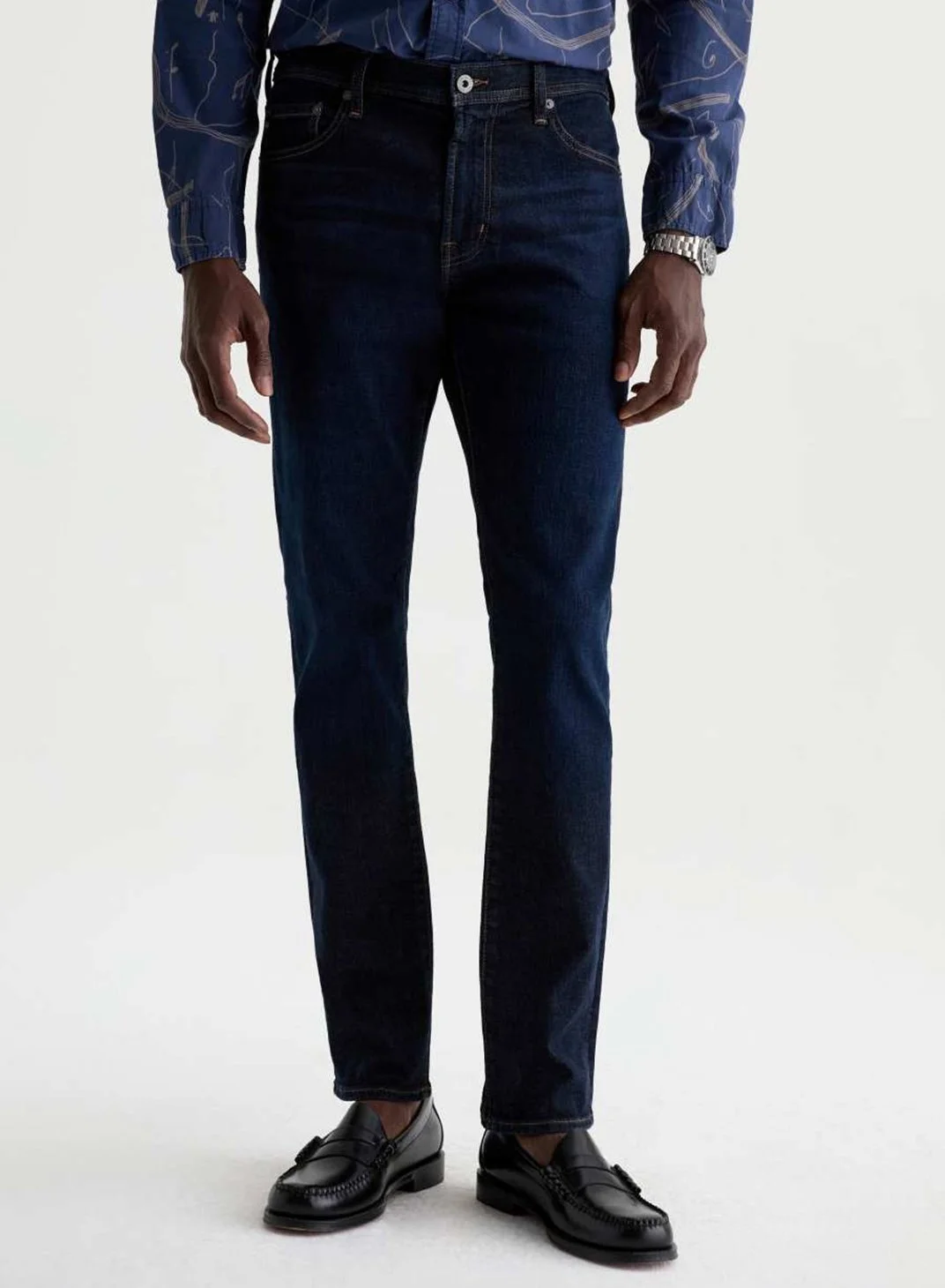 Tellis Jean in Luxe Three Sixty Denim in the Blue Noise Wash $225